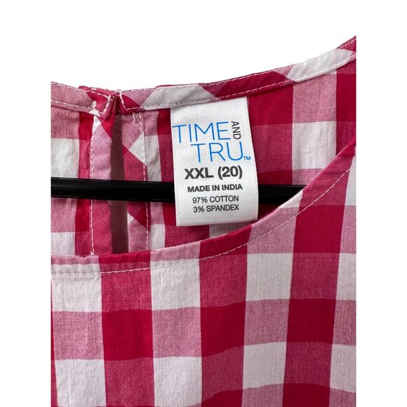 🌸3/$15🌸Red and White Checked Drop Waist Tank sz XXL - Picture 3 of 6